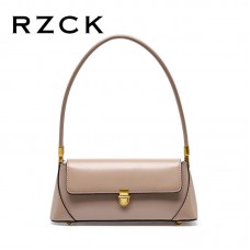 RZCK Custom Leather Satchel Female Cell Phone Small Shoulder Bags Women's Luxury Half Size Bread Bags Pink Real Leather Handbags