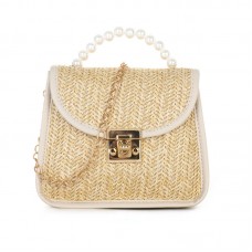 Fashionable Women's PC Shoulder Bag with Nylon Lining and Pearl Handle