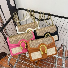 New Korean Fashion Portable Women's Small Square Bag Vintage Style Zipper PU Autumn Casual Foreign Print Shoulder Chain Bag